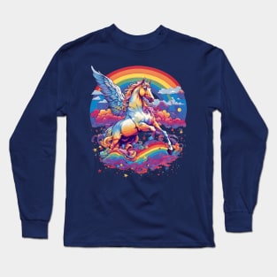 Rainbow Pegasus 70s Long Sleeve T-Shirt